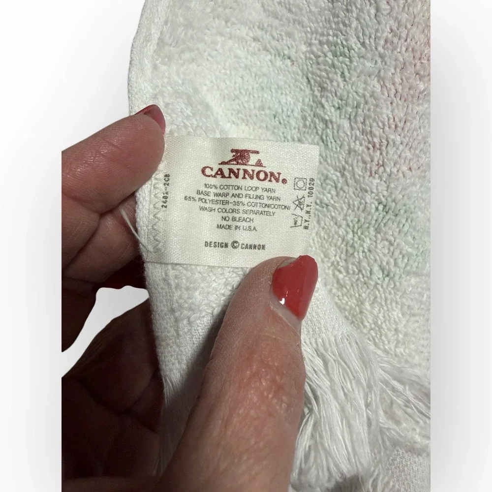 Vtg Cannon‎ Kitchen Hand Towel Christmas Cabin Snow Blue  Holiday Vintage Fringe
